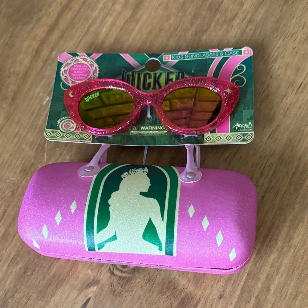 Wicked The Movie Kids Glitter Sunglasses with Case Elphaba Glinda NWT